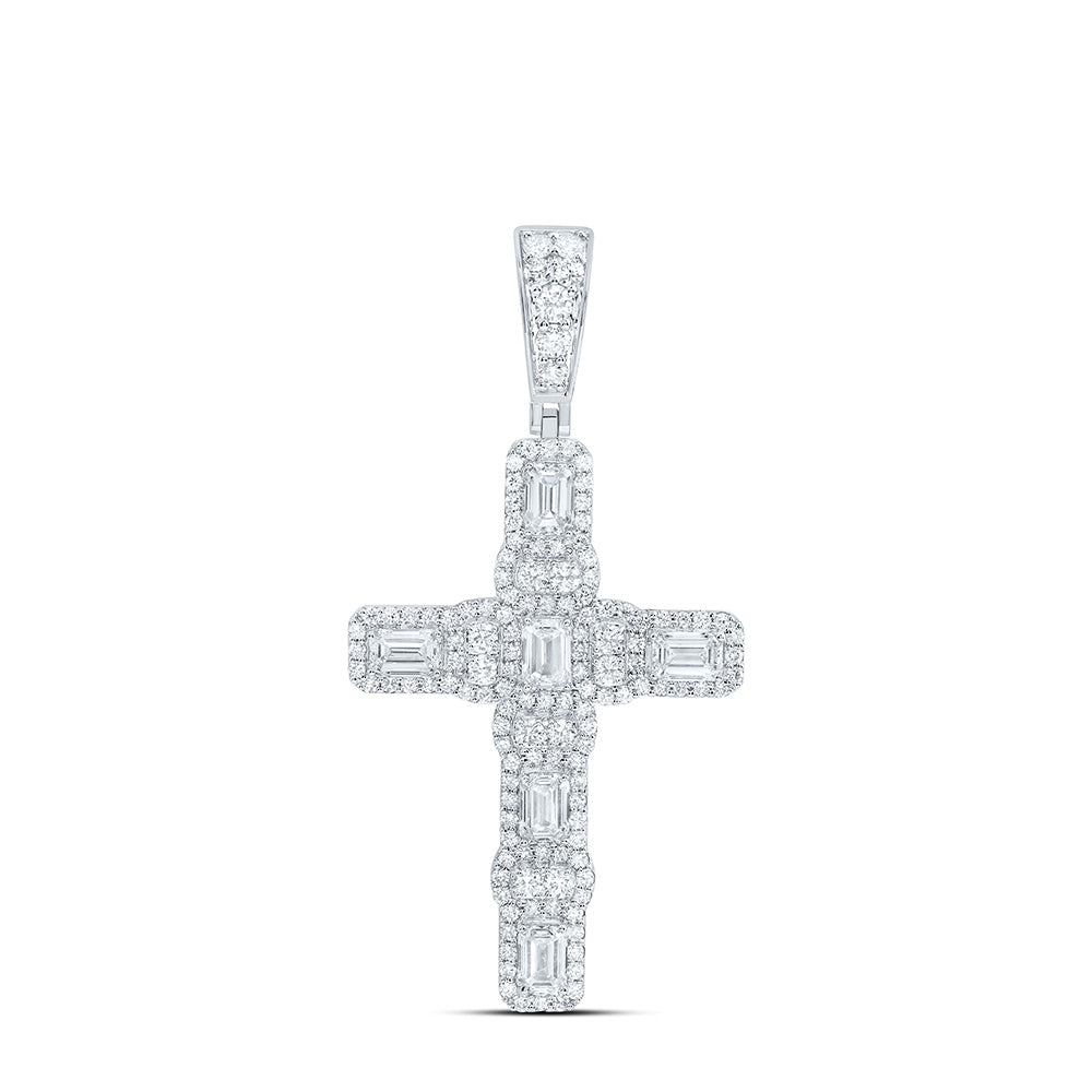 10K Yellow Or White Gold 3 1/2 Cttw Lab Grown Diamond Cross Mens Charm