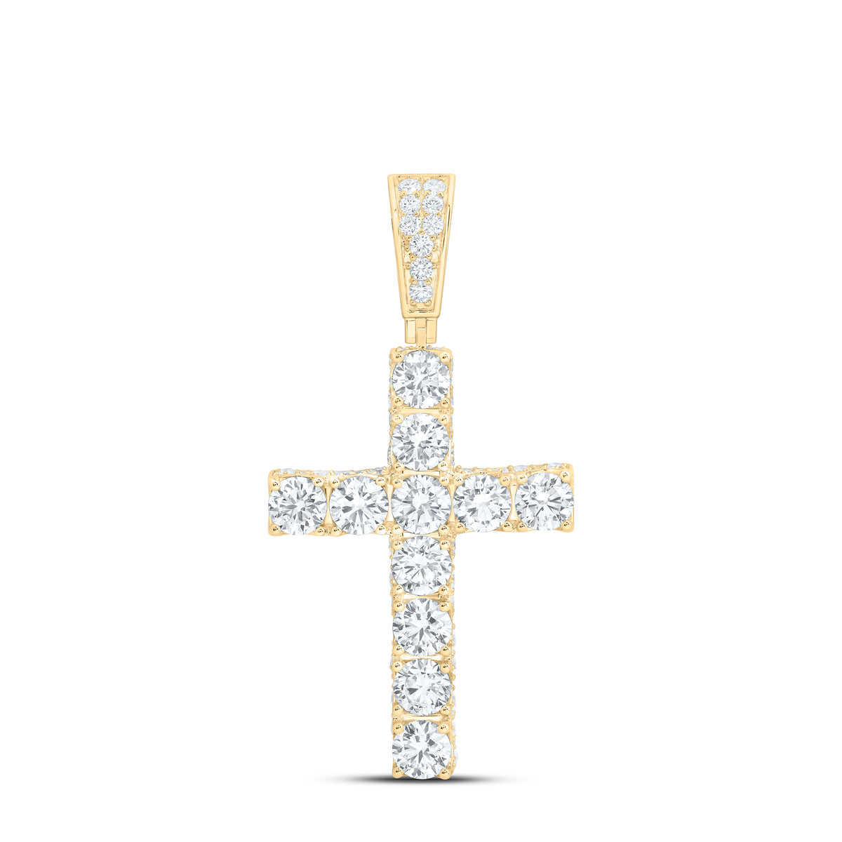 10K Yellow Gold 14 1/2 Cttw Lab Grown Diamond Cross Mens Charm
