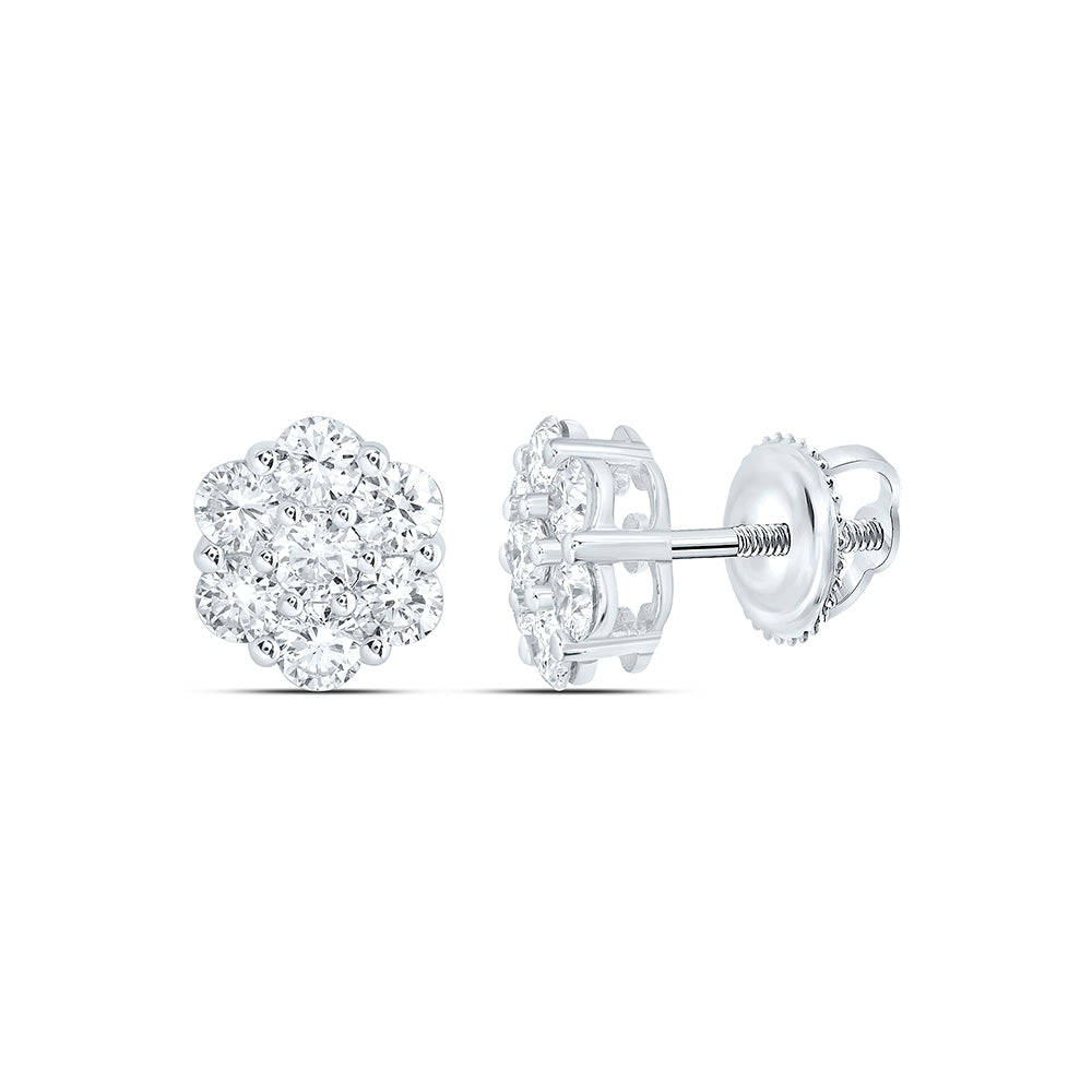 10K Yellow Or White Gold 1 Cttw Lab Grown Diamond Fashion Flower Earring