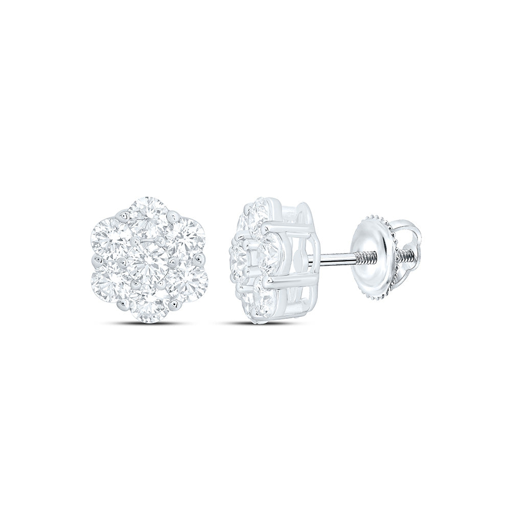 10K Yellow Or White Gold 2 Cttw Lab Grown Diamond Fashion Flower Earring