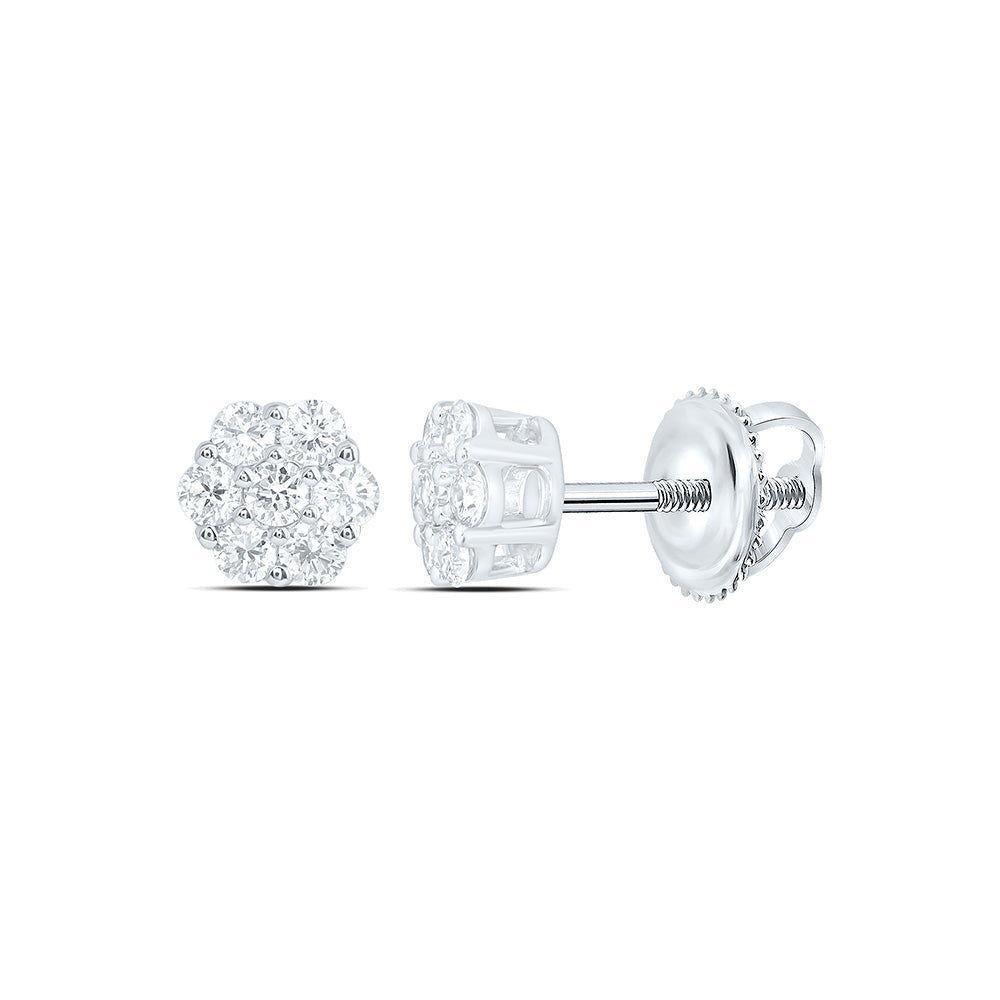 10K Yellow Or White Gold 1/4 Cttw Lab Grown Diamond Fashion Flower Earring