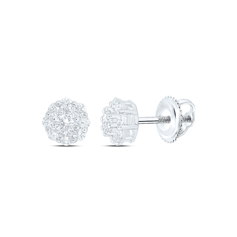 10K Yellow Or White Gold 1/3 Cttw Lab Grown Diamond Fashion Flower Earring