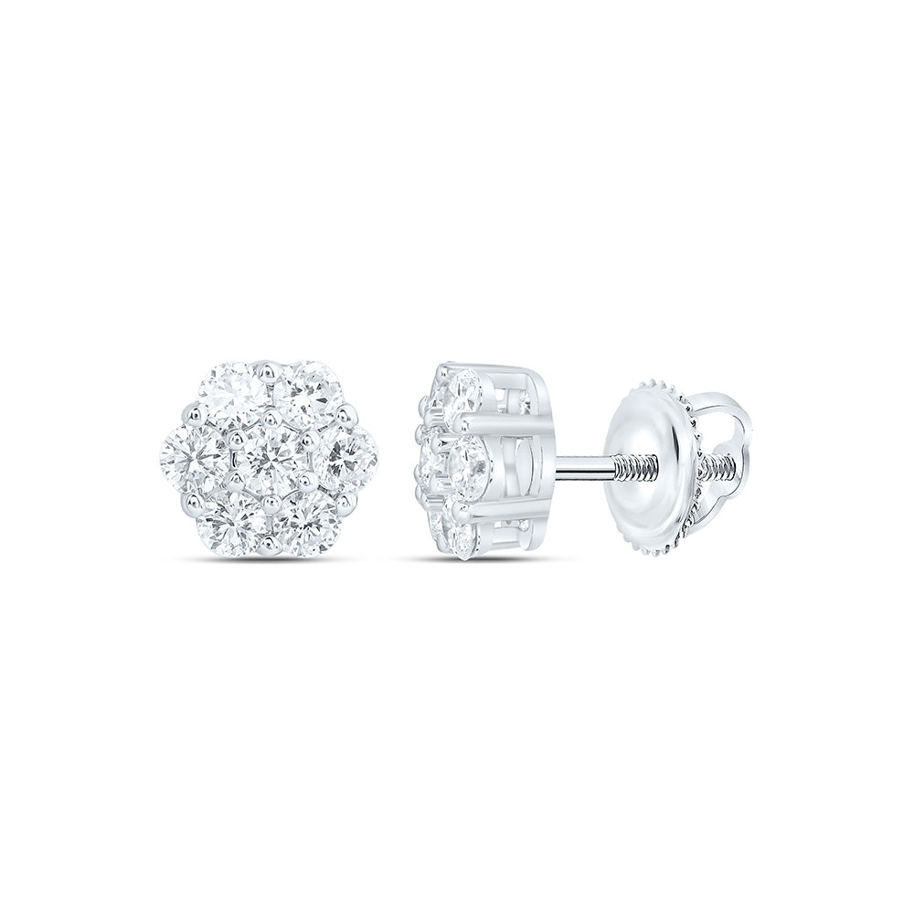 10K Yellow Or White Gold 3/4 Cttw Lab Grown Diamond Fashion Flower Earring