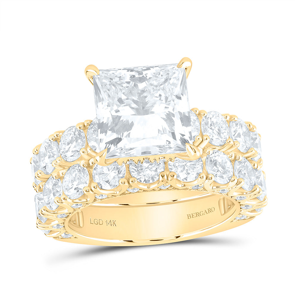 14K Yellow Gold 9 7/8 Cttw Lab Grown Diamond 5 Cttw Center Princess Bridal Set