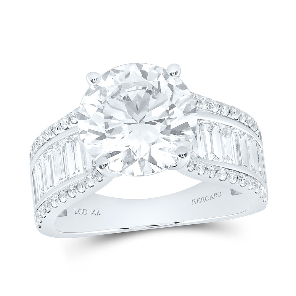 14K Yellow Or White Gold 5 3/4 Cttw Lab Grown Diamond 4 Cttw Center Round Engagement Ring