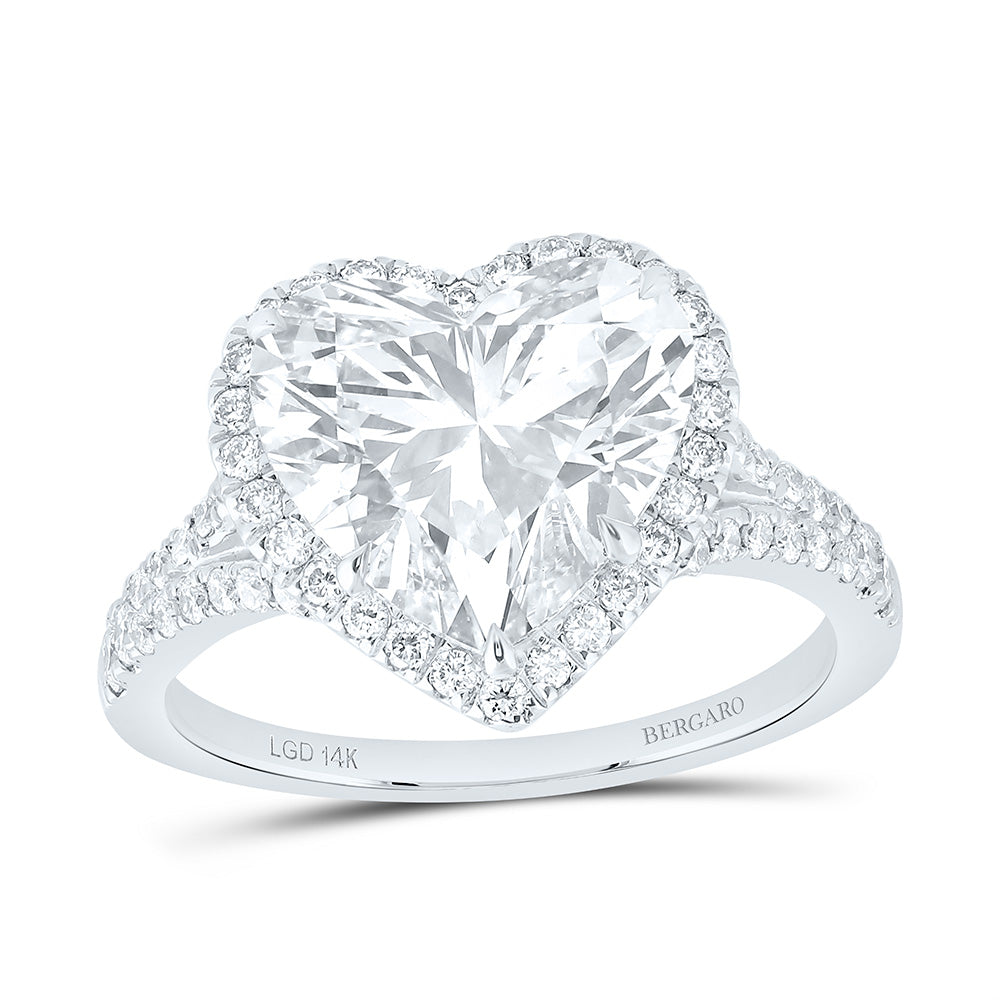 14K Yellow Or White Gold 4 5/8 Cttw Lab Grown Diamond 4 Cttw Center Heart Engagement Ring