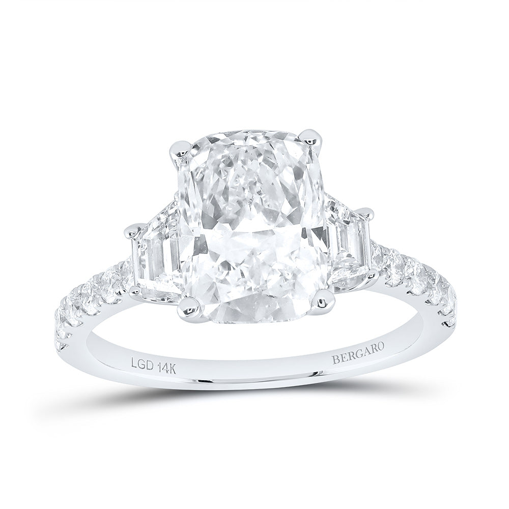 14K Yellow Or White Gold 5 1/2 Cttw Lab Grown Diamond 4 Cttw Center Cushion Engagement Ring