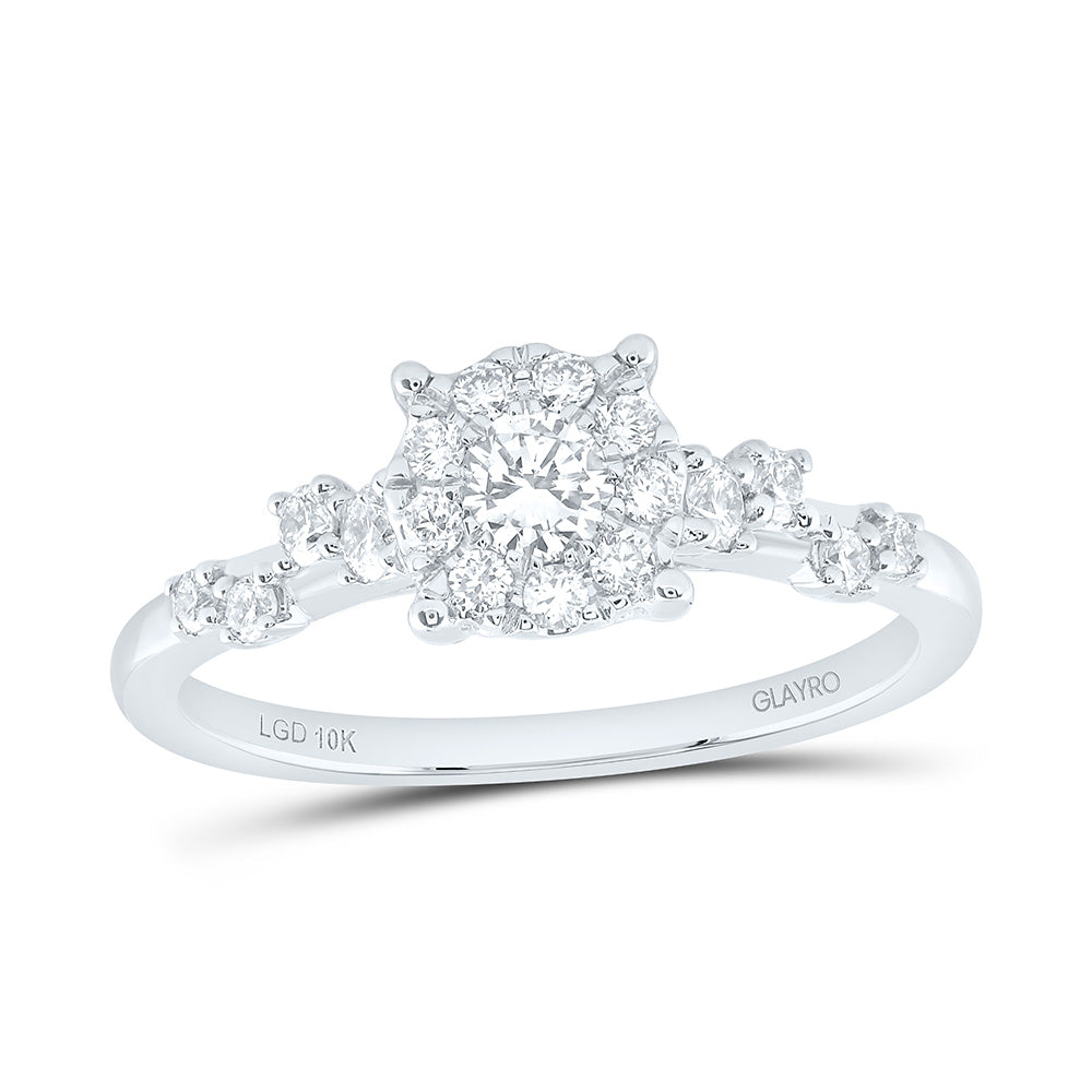 10K Yellow Or White Gold 1/2 Cttw Lab Grown Diamond Fashion Round Promise Ring
