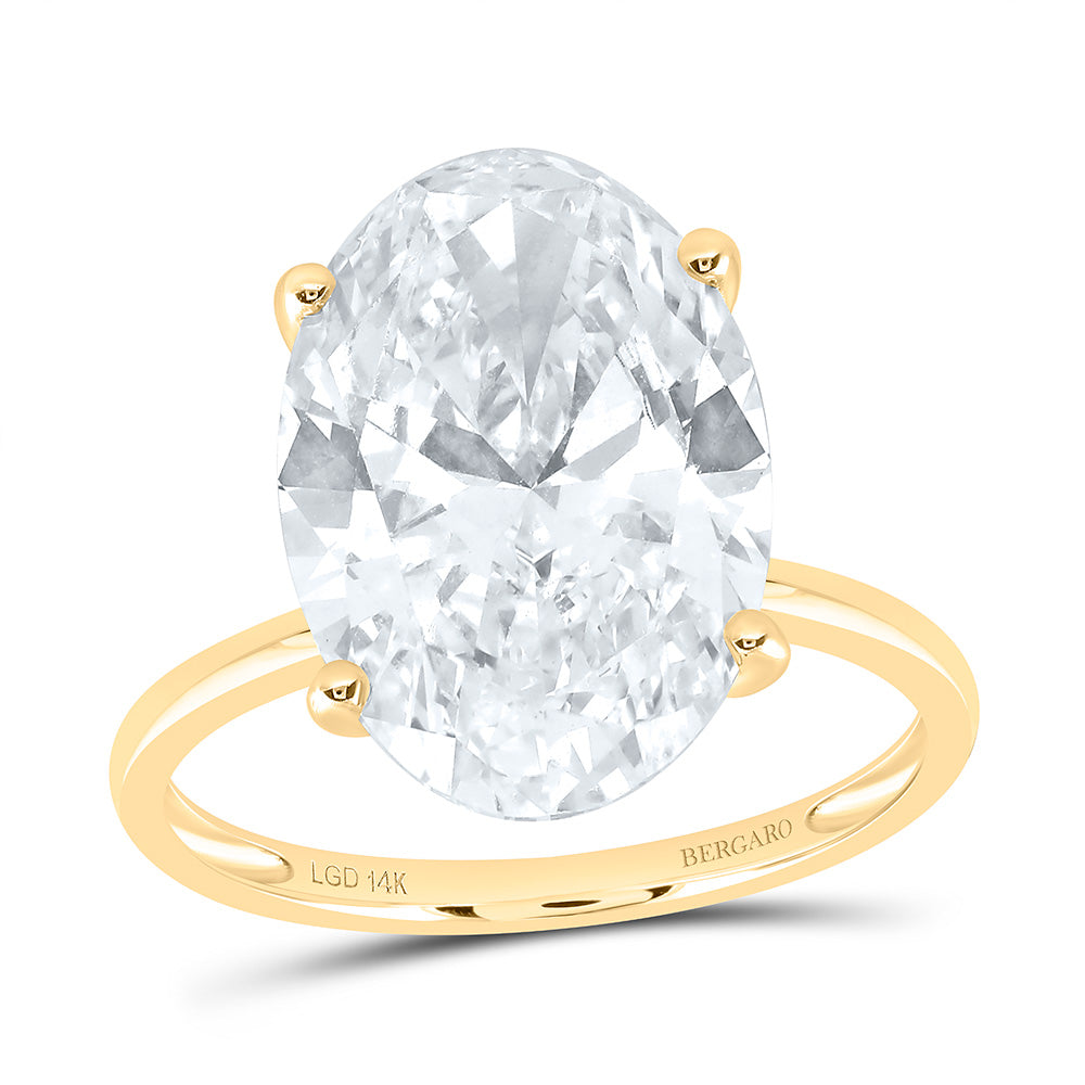 14K Yellow Gold 7 Cttw Lab Grown Diamond 7 Cttw Center Oval Engagement Ring
