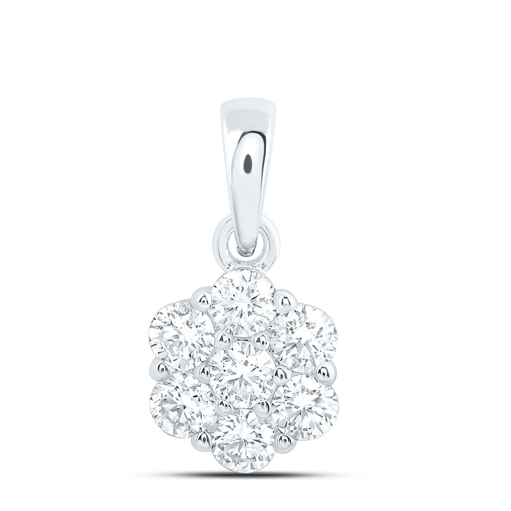 10K Yellow Or White Gold 1/2 Cttw Lab Grown Diamond Fashion Flower Pendant