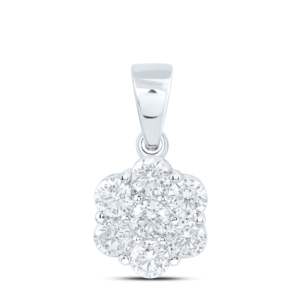 10K Yellow Or White Gold 1 1/2 Cttw Lab Grown Diamond Fashion Flower Pendant