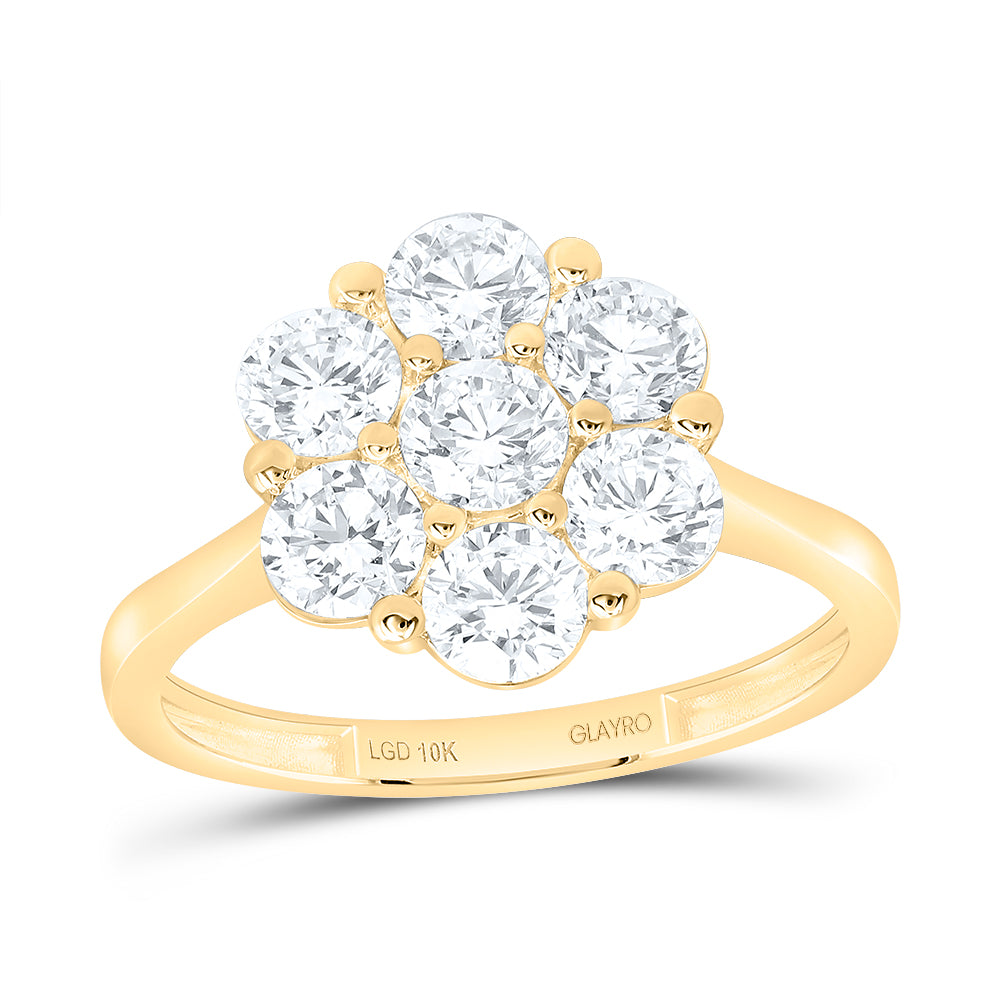 10K Yellow Or White Gold 2 Cttw Lab Grown Diamond Fashion Flower Ring