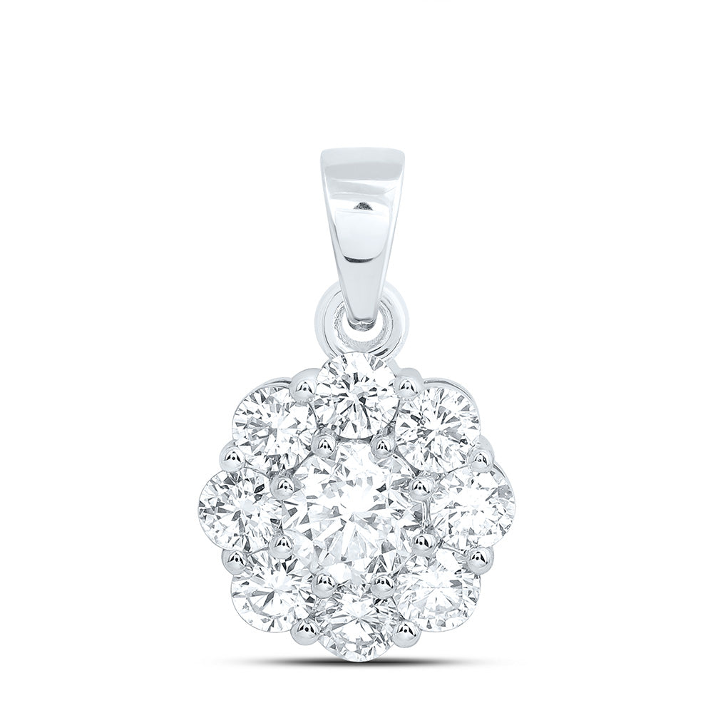 10K Yellow Or White Gold 1 Cttw Lab Grown Diamond Fashion Flower Pendant