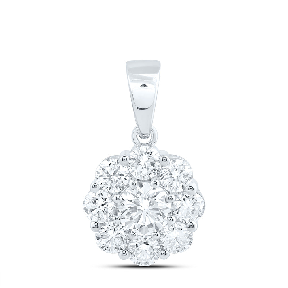 10K Yellow Or White Gold 2 Cttw Lab Grown Diamond Fashion Flower Pendant