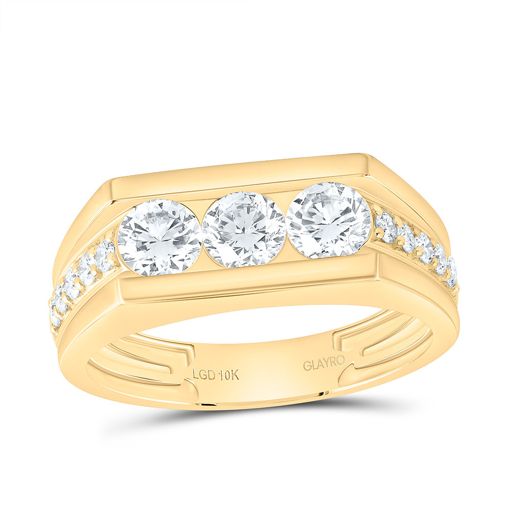 10K Yellow Gold 1 1/2 Cttw Lab Grown Diamond 3/8 Cttw Center Round Mens Band