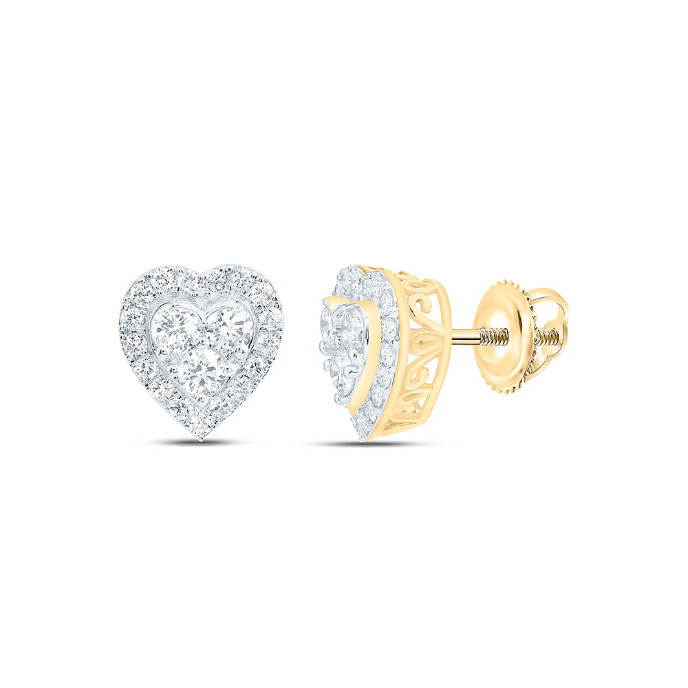 10K Yellow Gold 3/4 Cttw Lab Grown Diamond Fashion Heart Earring