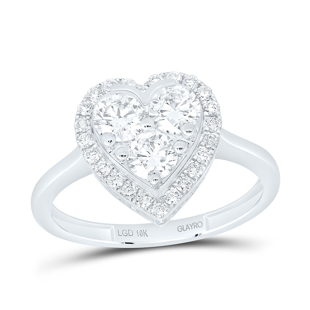 10K Yellow Or White Gold 1 Cttw Lab Grown Diamond Fashion Heart Ring