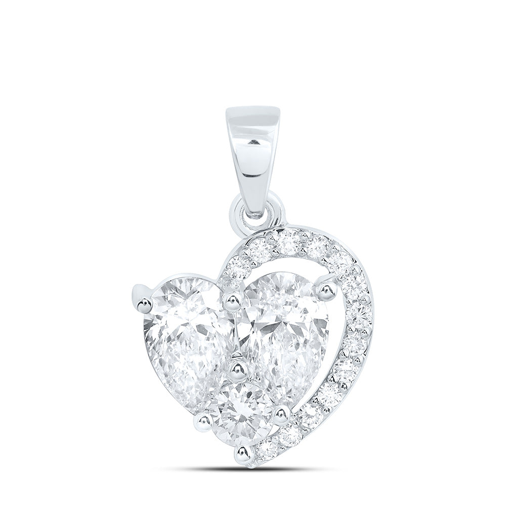 10K Yellow Or White Gold 1 1/2 Cttw Lab Grown Diamond Fashion Heart Pendant