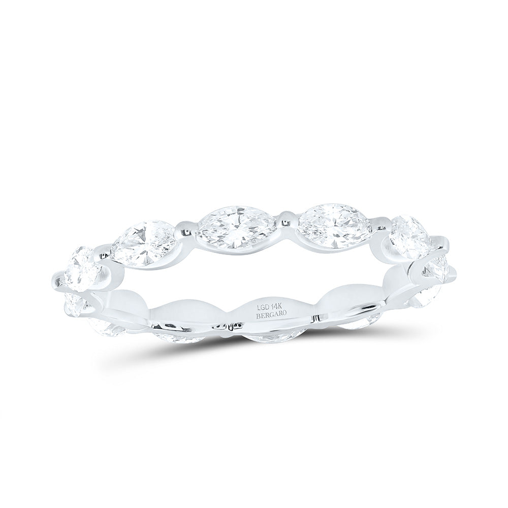 14K Yellow Or White Gold 1 1/3 Cttw Lab Grown Diamond Eternity Fashion Marquise Band