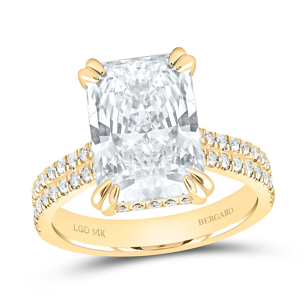 14K Yellow Or White Gold 5 1/2 Cttw Lab Grown Diamond 5 Cttw Center Radiant Engagement Ring