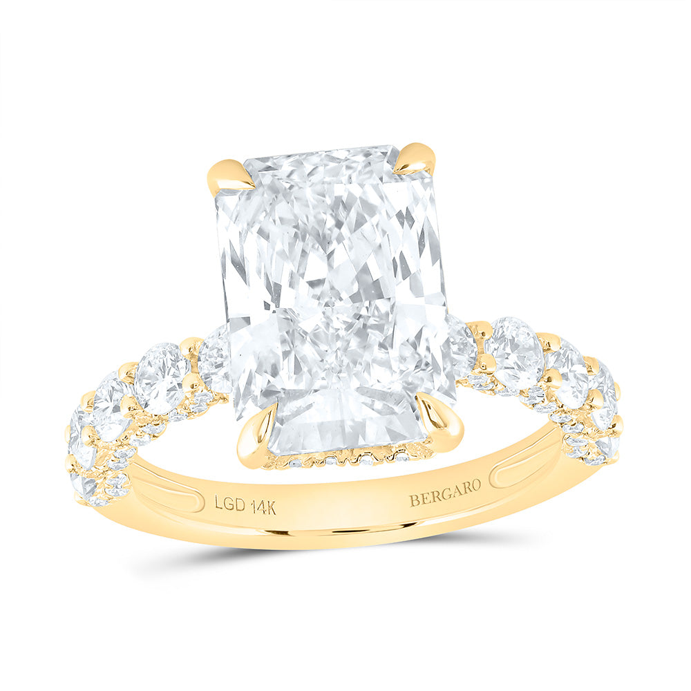 14K Yellow Gold 6 1/2 Cttw Lab Grown Diamond 5 Cttw Center Radiant Engagement Ring