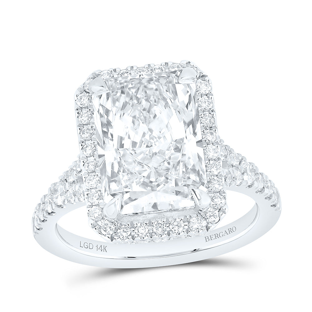 14K Yellow Or White Gold 5 3/4 Cttw Lab Grown Diamond 5 Cttw Center Radiant Single Halo Engagement Ring