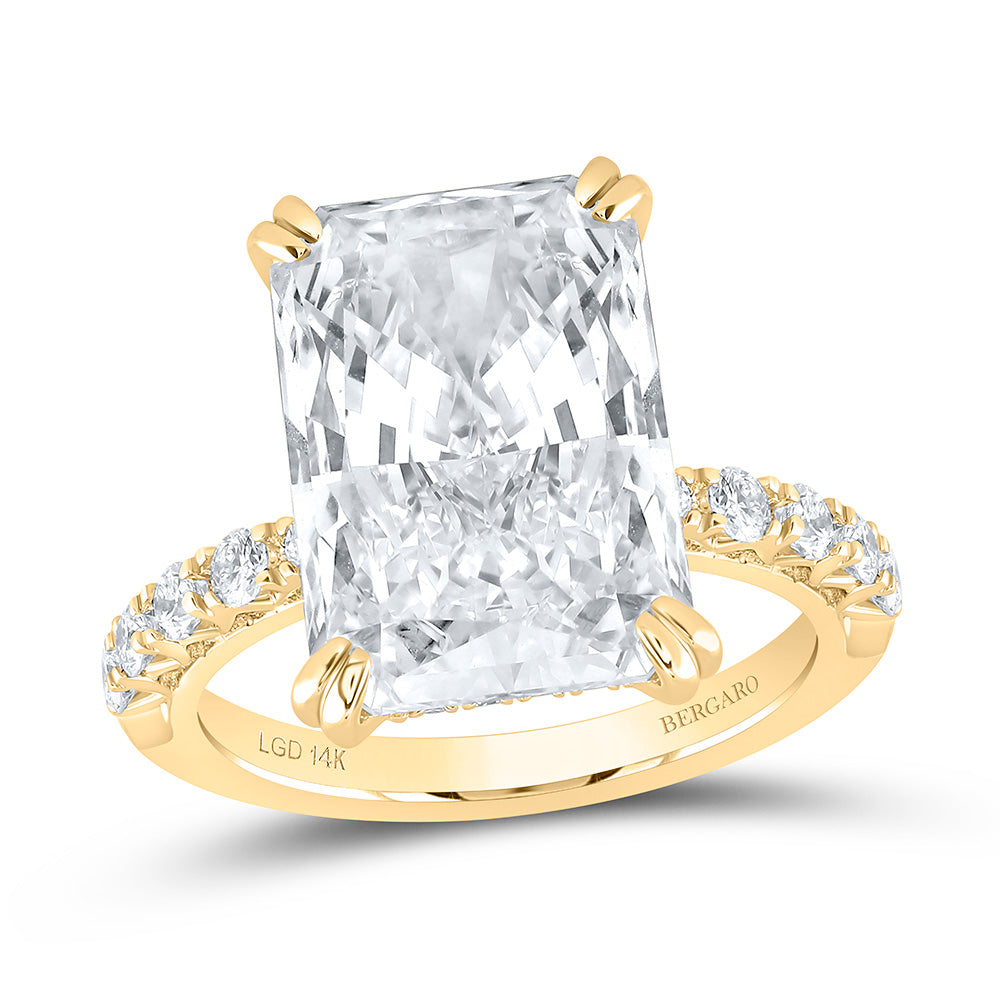 14K Yellow Or White Gold 8 1/2 Cttw Lab Grown Diamond 8 Cttw Center Radiant Engagement Ring