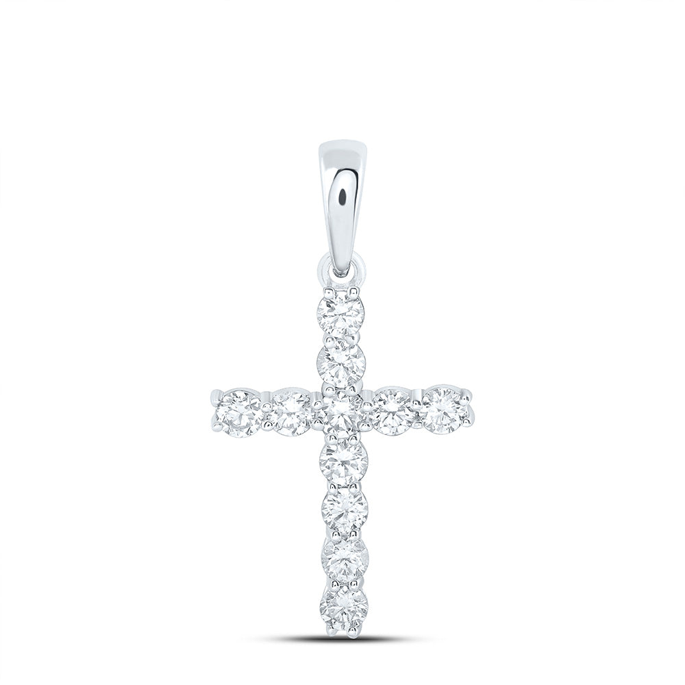 14K Yellow Or White Gold 1/2 Cttw Lab Grown Diamond Fashion Cross Pendant