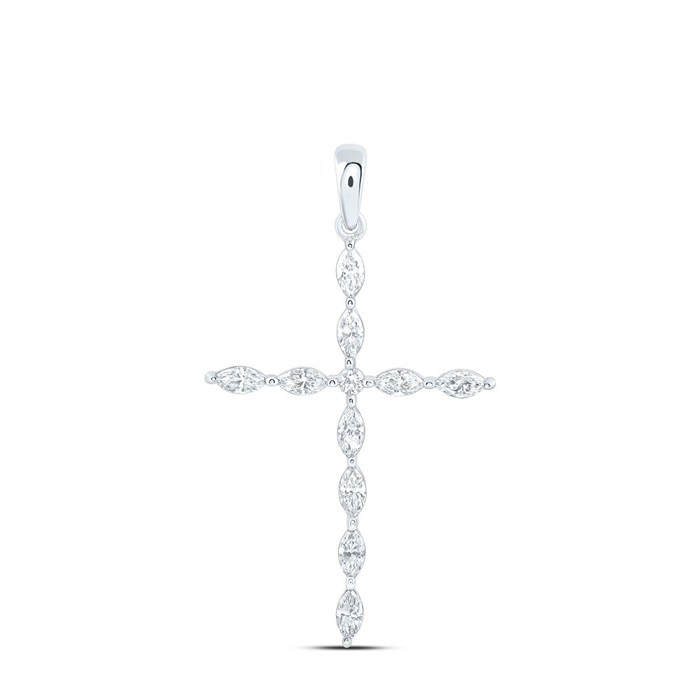 14K Yellow Or White Gold 5/8 Cttw Lab Grown Diamond Fashion Cross Pendant