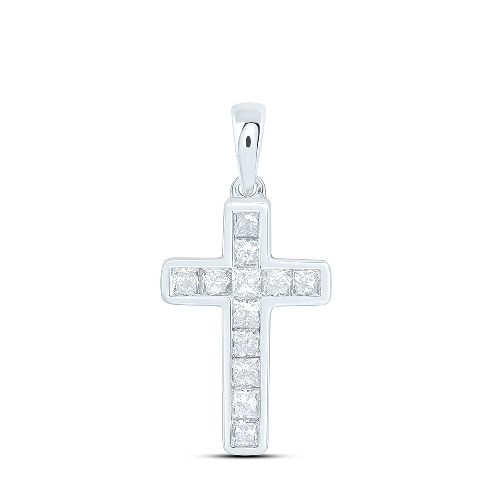 14K Yellow Or White Gold 5/8 Cttw Lab Grown Diamond Fashion Cross Pendant