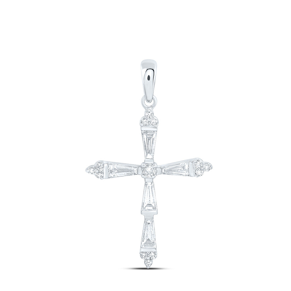 14K Yellow Or White Gold 3/4 Cttw Lab Grown Diamond Fashion Cross Pendant