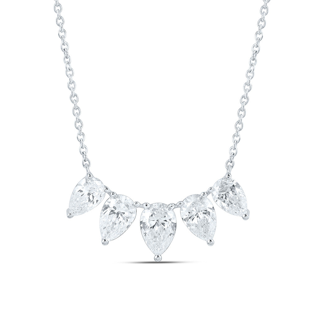 14K Yellow Or White Gold 2 Cttw Lab Grown Diamond Fashion Pear Necklace (18 Inch)