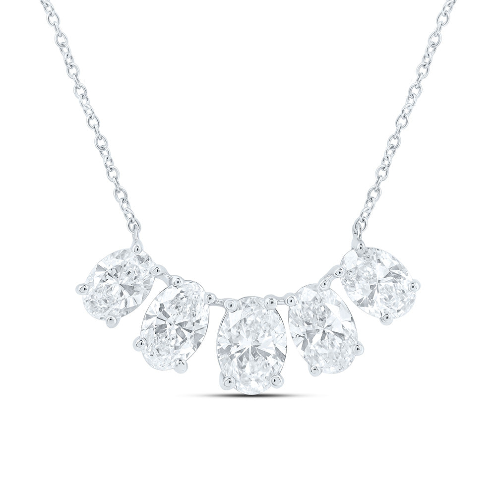 14K Yellow Or White Gold 1 7/8 Cttw Lab Grown Diamond Fashion Oval Necklace (18 Inch)