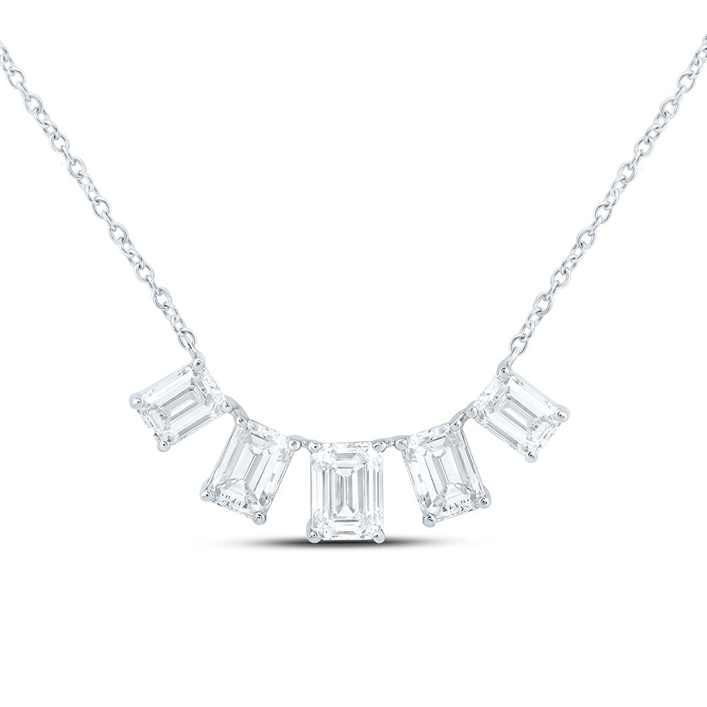 14K Yellow Or White Gold 2 Cttw Lab Grown Diamond Fashion Emerald Necklace (18 Inch)