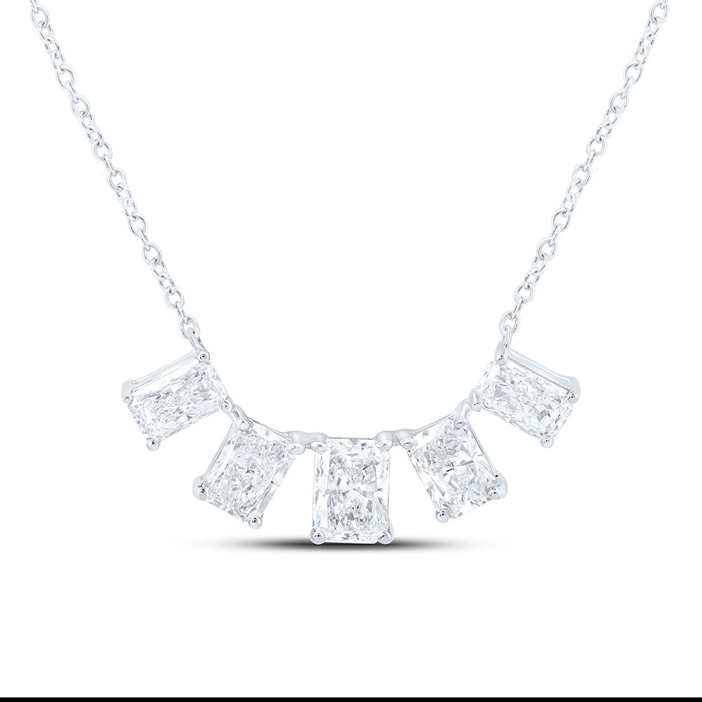 14K Yellow Or White Gold 1 7/8 Cttw Lab Grown Diamond Fashion Radiant Necklace (18 Inch)