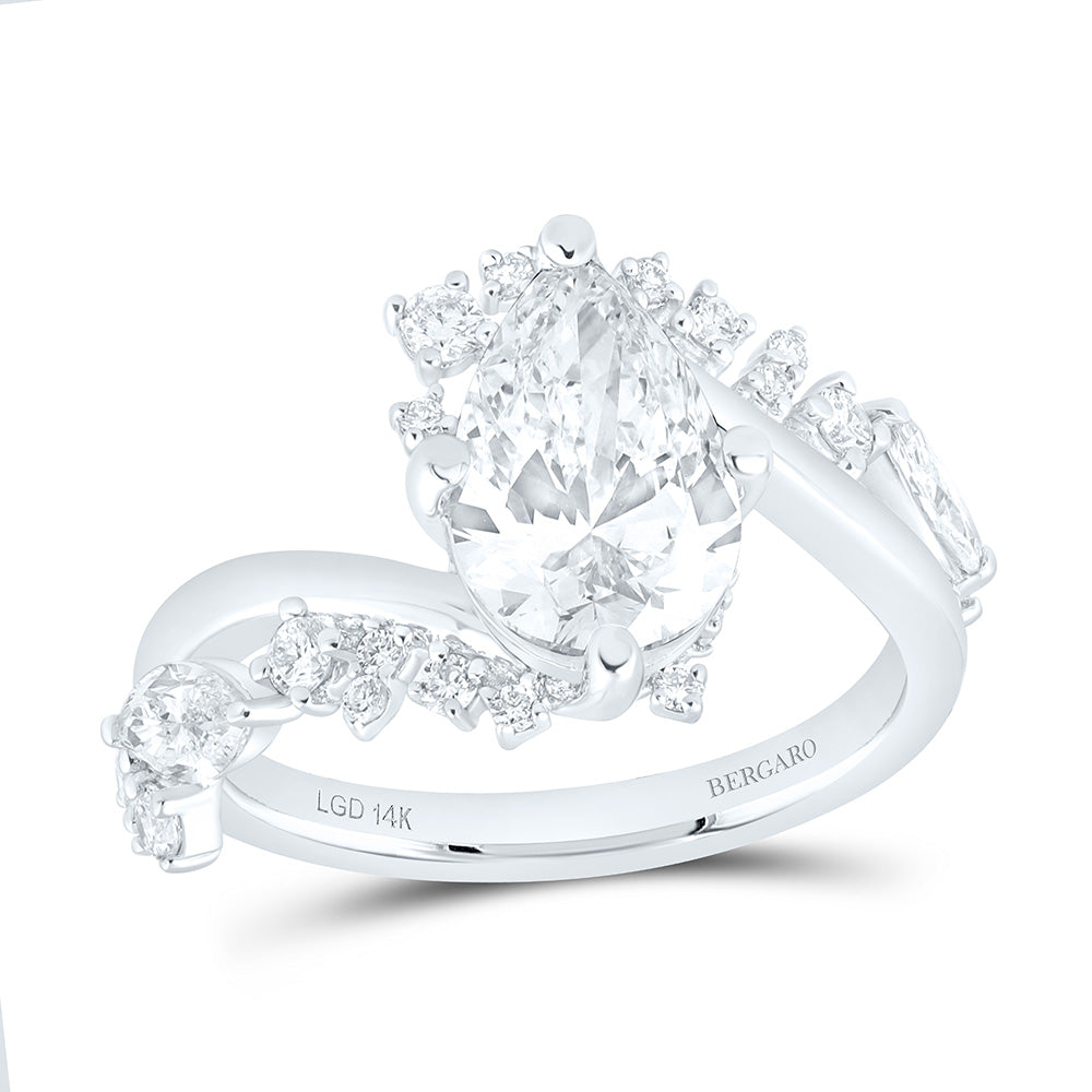 14K Yellow Or White Gold 2 3/4 Cttw Lab Grown Diamond 2 Cttw Center Pear Fashion Ring
