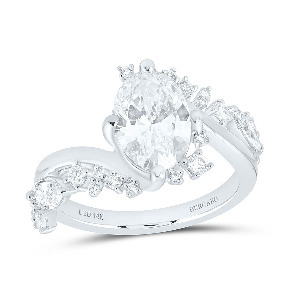 14K Yellow Or White Gold 2 3/4 Cttw Lab Grown Diamond 1/5 Cttw Center Oval Fashion Ring