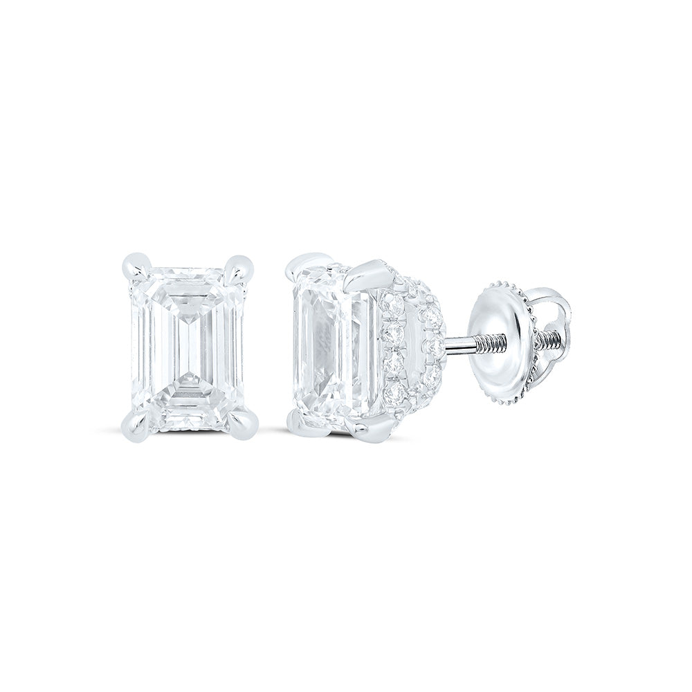 14K Yellow Or White Gold 2 1/2 Cttw Lab Grown Diamond Fashion Emerald Earring