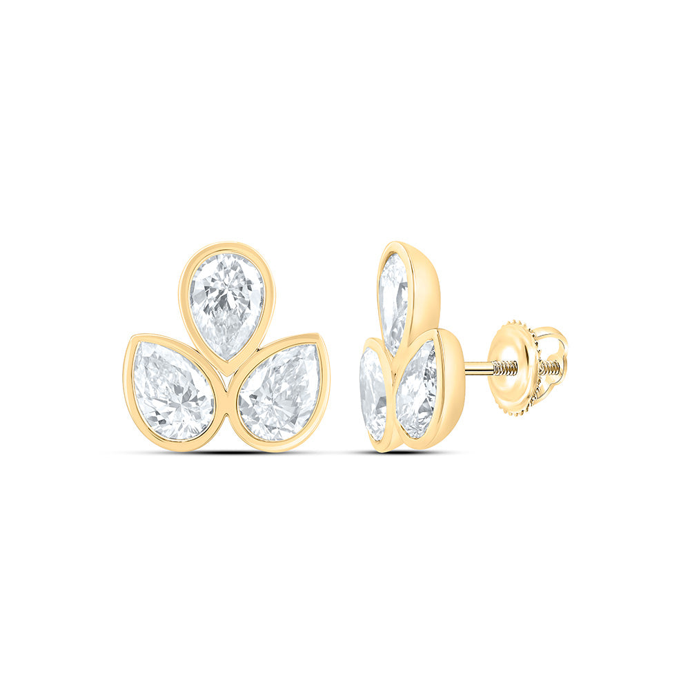 14K Yellow Gold 3 Cttw Lab Grown Diamond Fashion Pear Bezel Earring