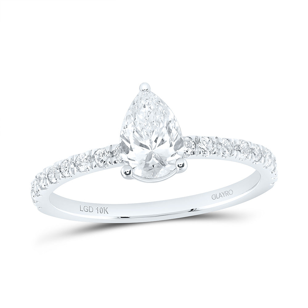 10K Yellow Or White Gold 1 Cttw Lab Grown Diamond 3/4 Cttw Center Pear Engagement Ring