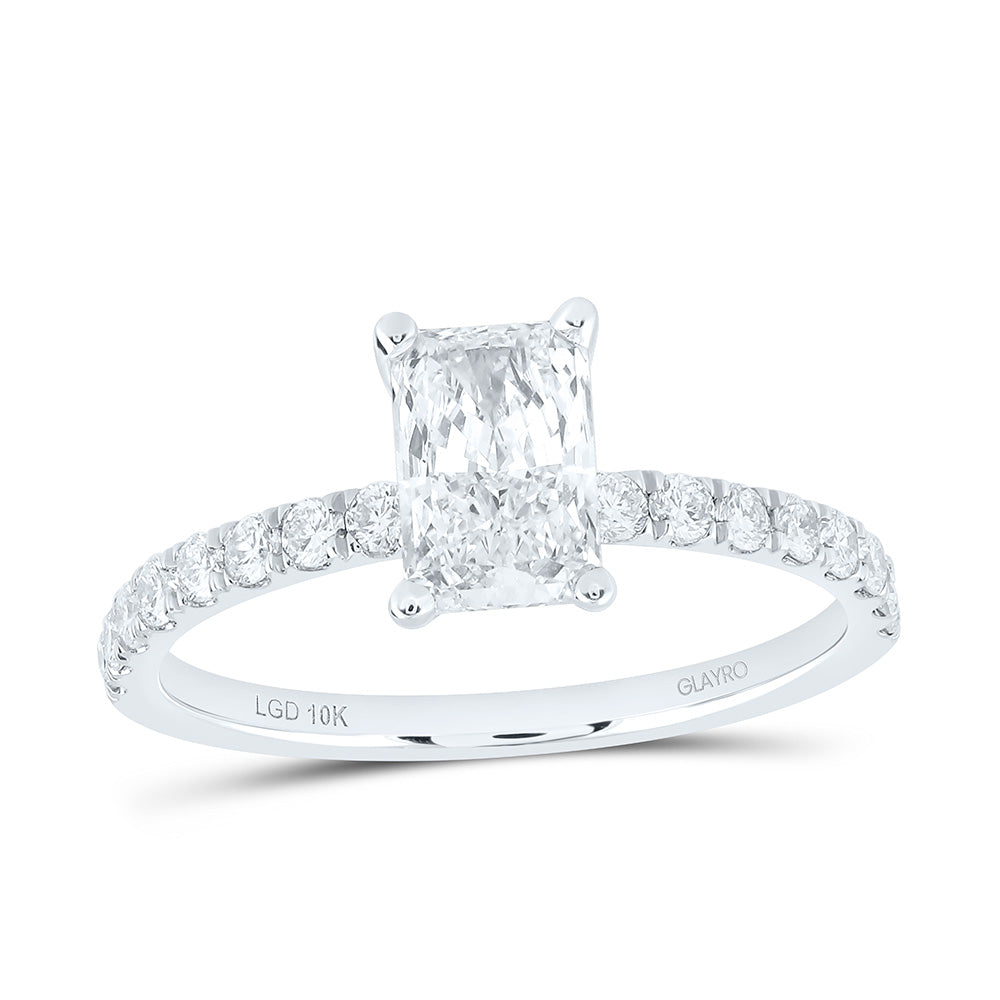 10K Yellow Or White Gold 1 1/3 Cttw Lab Grown Diamond 1 Cttw Center Radiant Engagement Ring