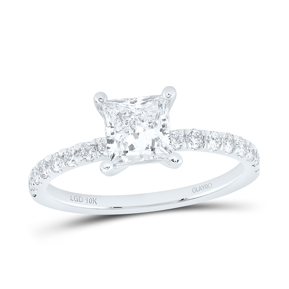 10K Yellow Or White Gold 1 1/3 Cttw Lab Grown Diamond 1 Cttw Center Princess Engagement Ring