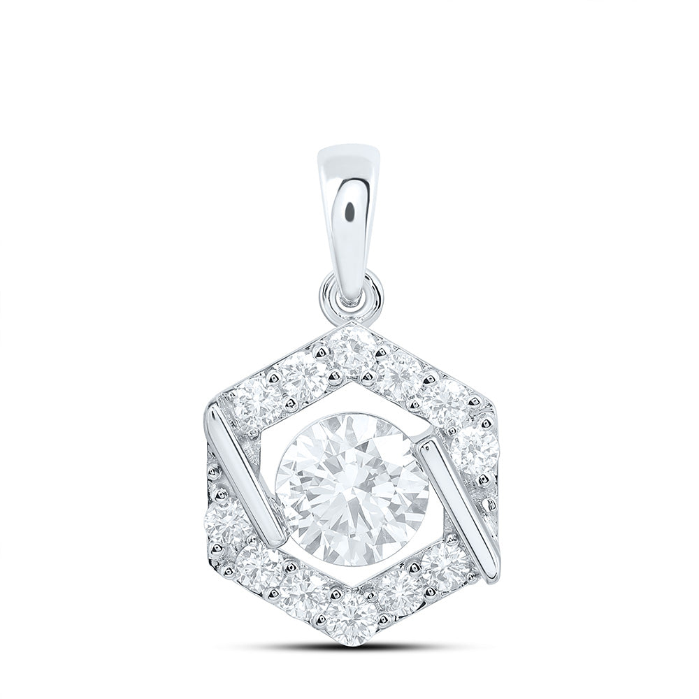 10K Yellow Or White Gold 1 1/3 Cttw Lab Grown Diamond Fashion Hexagon Pendant