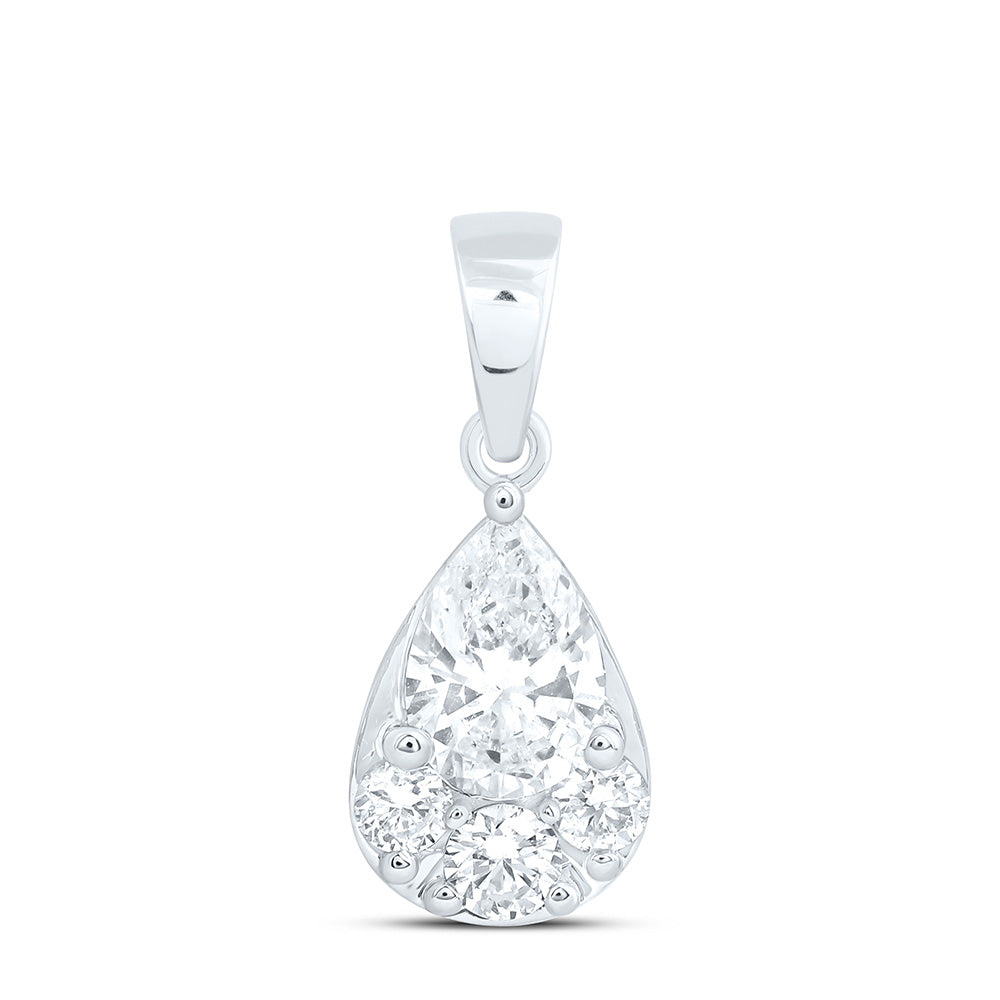 10K Yellow Or White Gold 3/4 Cttw Lab Grown Diamond Fashion Pear Pendant