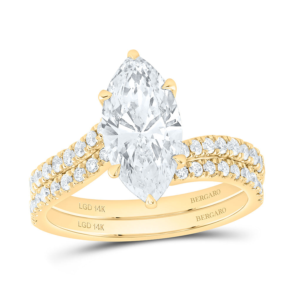 14K Yellow Or White Gold 2 5/8 Cttw Lab Grown Diamond 2 Cttw Center Marquise Bridal Set