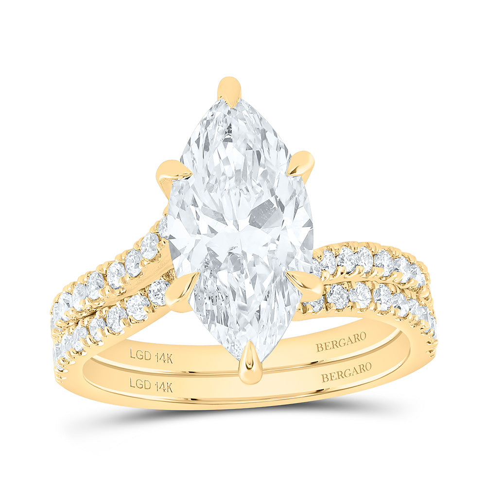 14K Yellow Or White Gold 3 1/2 Cttw Lab Grown Diamond 3 Cttw Center Marquise Bridal Set