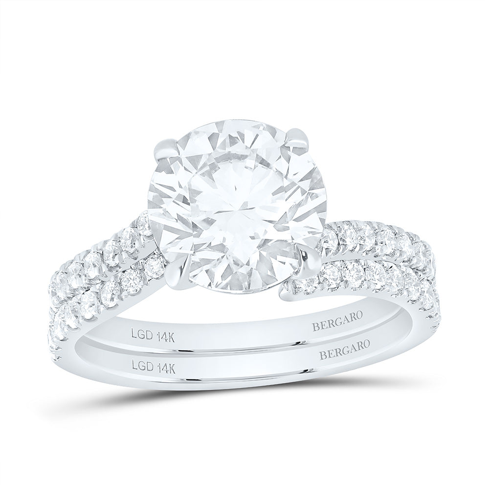 14K Yellow Or White Gold 3 1/2 Cttw Lab Grown Diamond 3 Cttw Center Round Bridal Set
