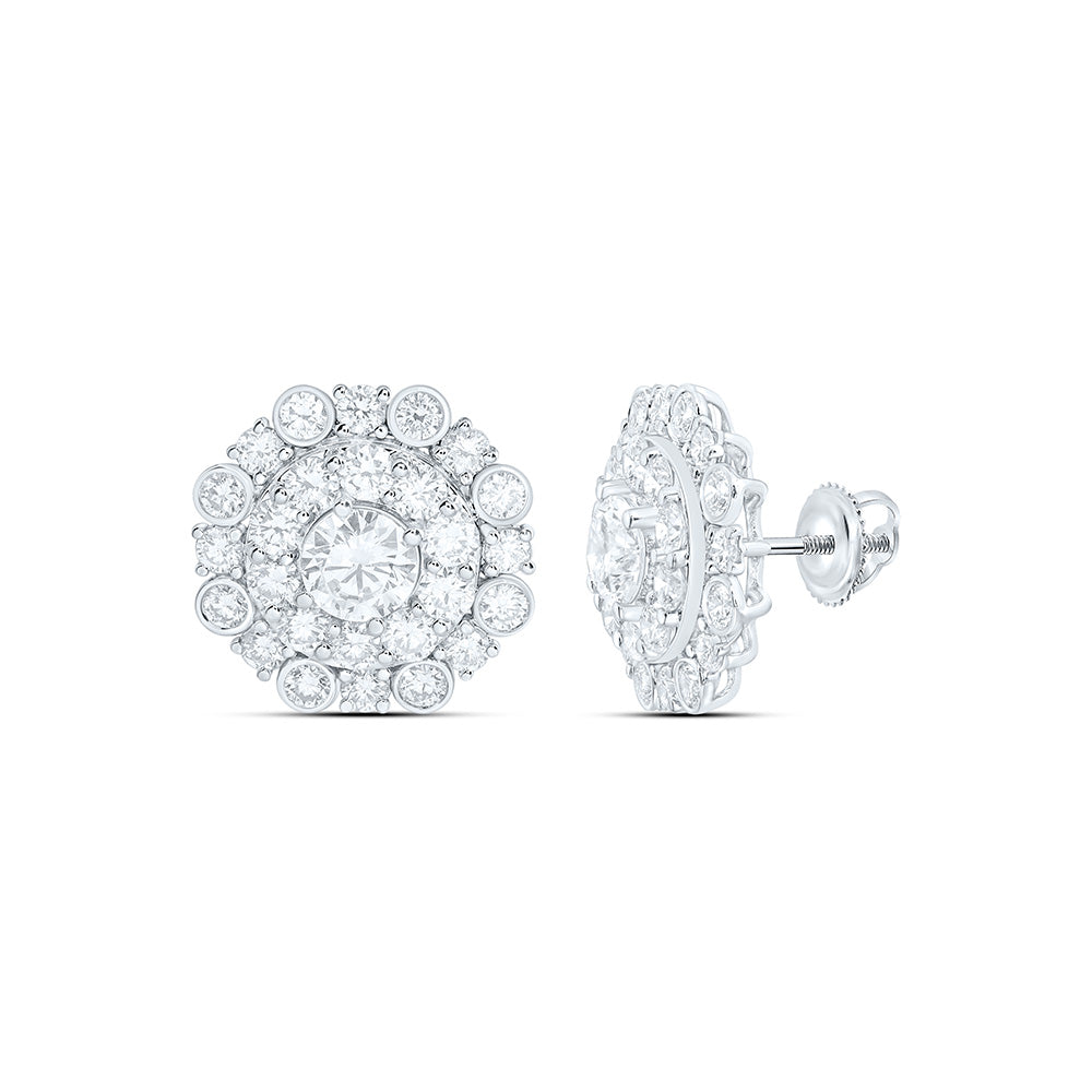 10K Yellow Or White Gold 3 7/8 Cttw Lab Grown Diamond Round Mens Earring