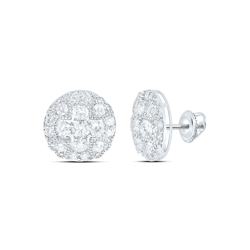 Sterling Silver 3 1/5 Cttw Lab Grown Diamond Round Mens Earring