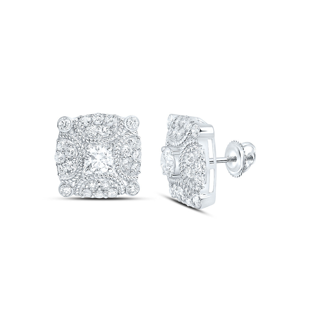 Sterling Silver 3 Cttw Lab Grown Diamond Cushion Mens Earring
